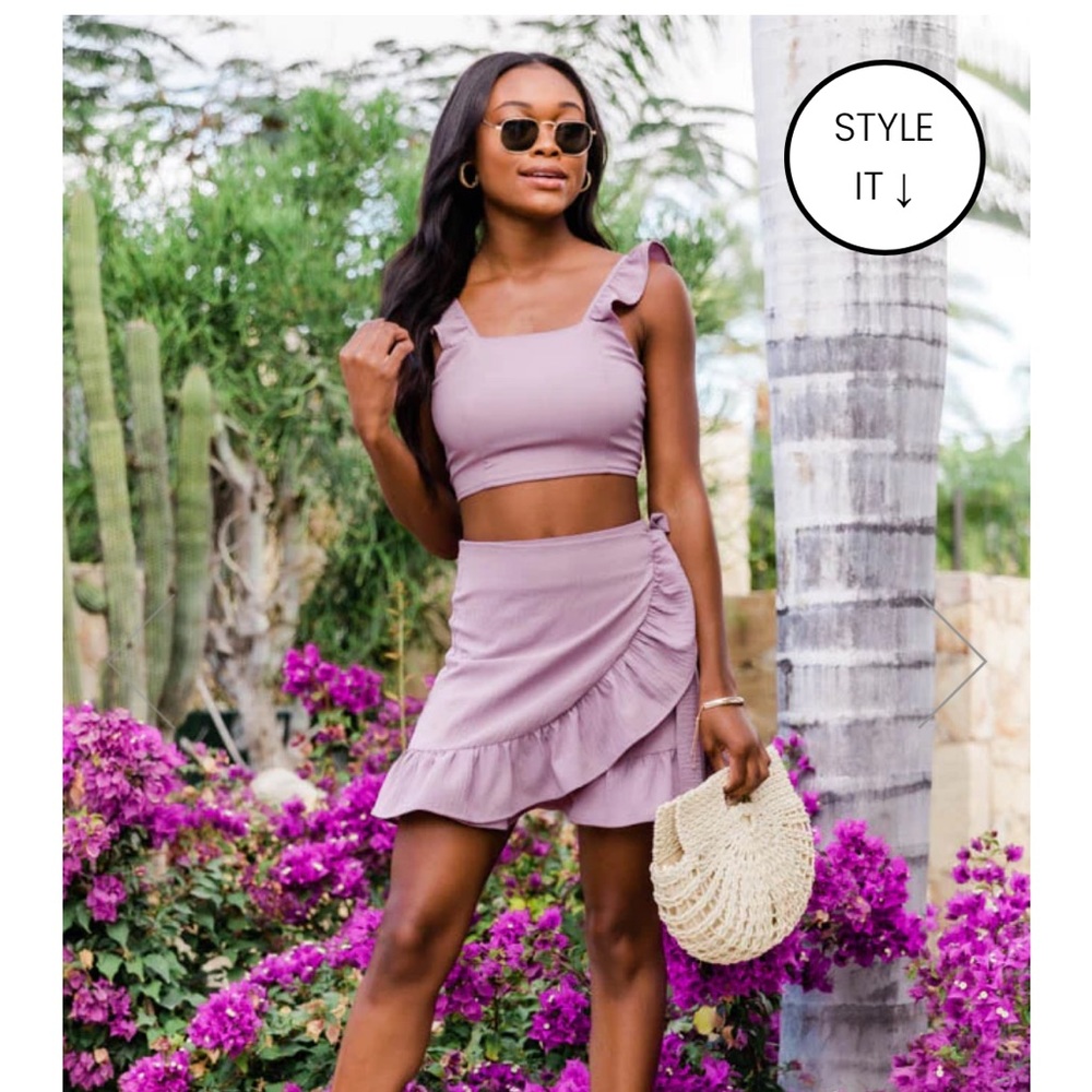 Pink Lily Lavender Skirt and Top Set